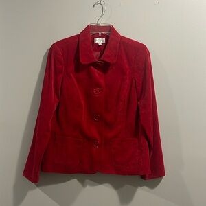 Studio Works Red Corduroy Blazer Button Details Size 8